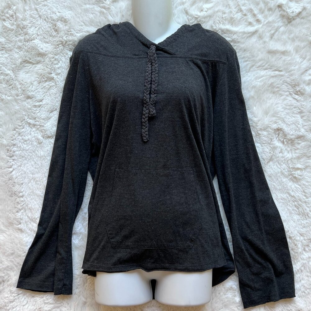 PrAna Women's Hooded Top Long Sleeve Dark Grey Charcoal Pullover Size XL